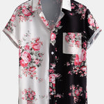 Two Tone Rose Print Shirt & Swim Shorts Set