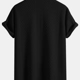 Rhombus Geometric Jacquard Textured Cuban Shirt