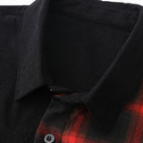 Long Sleeve Corduroy Plaid Panel Shirt