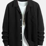 Long Sleeve Waffle Cuban Collar Shirt