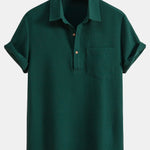 Waffle Polo Collar Shirt with Pocket