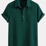Waffle Polo Collar Shirt with Pocket