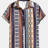 Aztec Geometric Print Button Up Shirt