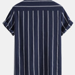 Cotton Blend Striped Cuban Shirt & Linen Cotton Blend Drawstring Shorts Set