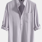 Long Sleeve Linen Henley Collar Shirt
