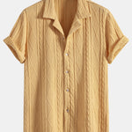 Knitted Geometric Textured Cuban Shirt