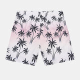 Palm Trees Print Linen Cotton Shirt & Swim Shorts Set