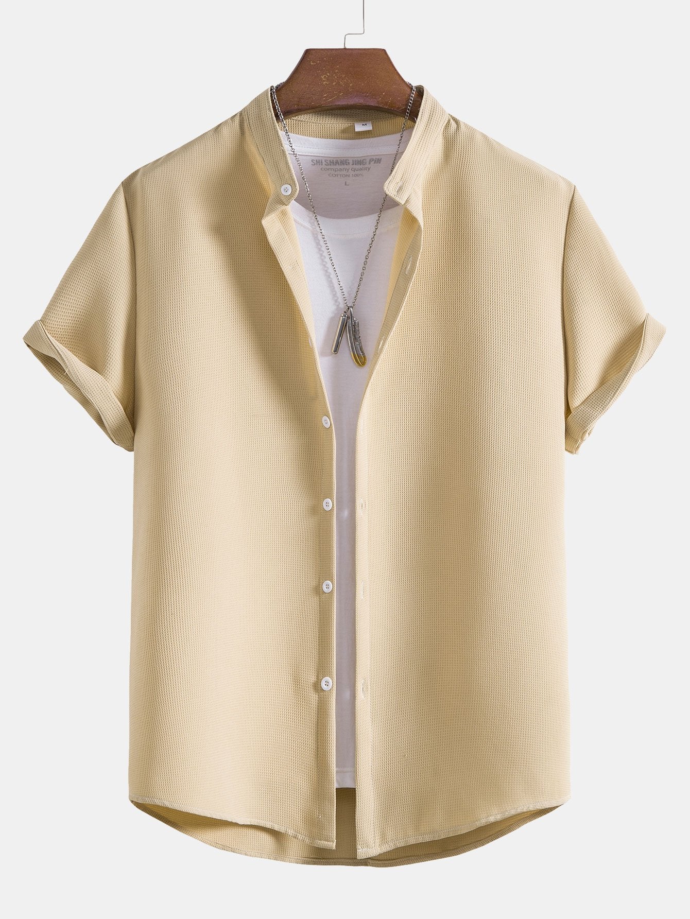 Waffle Stand Collar Shirt