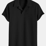Ribbed Cuban Collar Polo & Straight Leg Ribbed Pants Set
