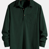 3 Pieces Long Sleeve Polo Neck Corduroy Shirt