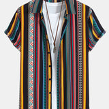 Ethnic Geometric Print Shirt & Swim Shorts Set