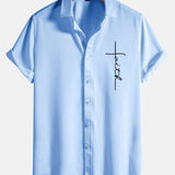 Faith Letter Print Button Up Shirt