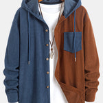Relax Fit Two Tone Corduroy Hooded Shirt
