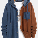 Relax Fit Two Tone Corduroy Hooded Shirt