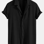 Muscle Fit Ribbed Deep Cuban Shirt & Drawstring Ribbed Shorts Set