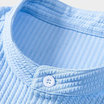 Muscle Fit Ribbed Stand Collar Shirt & Elastic Waist Trousers Set