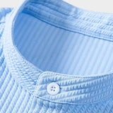 Muscle Fit Ribbed Stand Collar Shirt & Elastic Waist Trousers Set