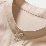 Linen Cotton Blend Stand Collar Shirt