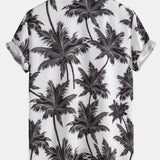 Palm Tree Print Shirt & Striped Swim Shorts Set