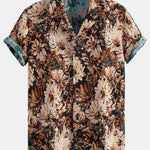 Painted Floral Jacquard Cuban Shirt & Shorts Set