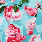 Short Sleeve Red Rose Print Revere Shirt
