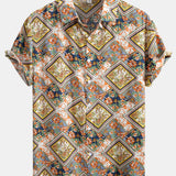 Floral Border Print Button Up Shirt