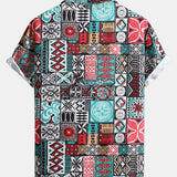 Tile Patchwork Print Button Up Shirt