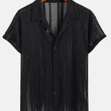 Mesh Textured Shirt & Straight Leg Linen Pants Set