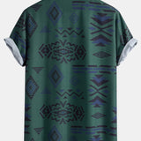 Aztec Geometric Print Shirt & Swim Shorts Set