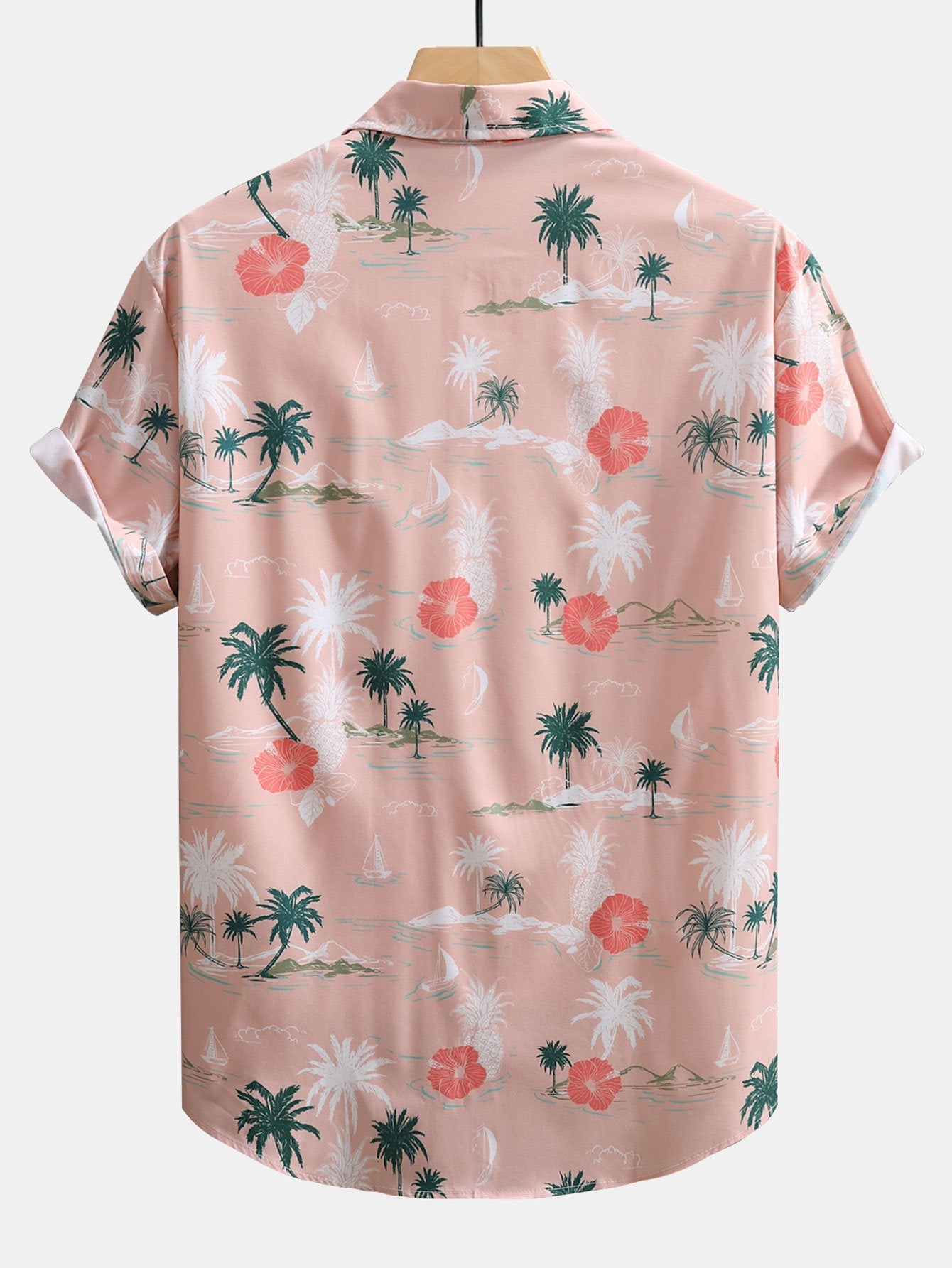 Tropical Plants Print Button Up Shirt