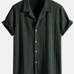 Knitted Geometric Rhombus Jacquard Cuban Shirt
