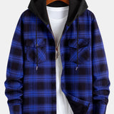 Fleece Lined Plaid Hooded Shirt