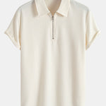 Muscle Fit Ribbed Half Zip Polo & Shorts Set