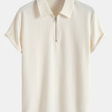 Muscle Fit Ribbed Half Zip Polo & Shorts Set