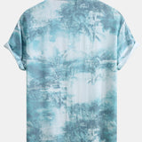 Ink Botanical Print Button Up Shirt