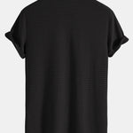 Muscle Fit Waffle Texture Stand Collar Shirt