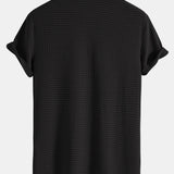 Muscle Fit Waffle Texture Stand Collar Shirt