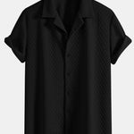 Rhombus Geometric Jacquard Textured Cuban Shirt