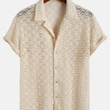 Wavy Jacquard Textured Cuban Shirt