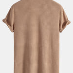 Muscle Fit Waffle Texture Stand Collar Shirt