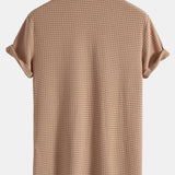 Muscle Fit Waffle Texture Stand Collar Shirt