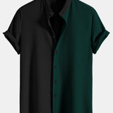 Two Tone Muscle Fit Ribbed Stand Collar Shirt & Ribbed Pants Set