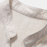 Short Sleeve V Neck Linen Rayon Blend Shirt