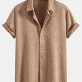 Texture Jacquard Shirt & Shorts Set