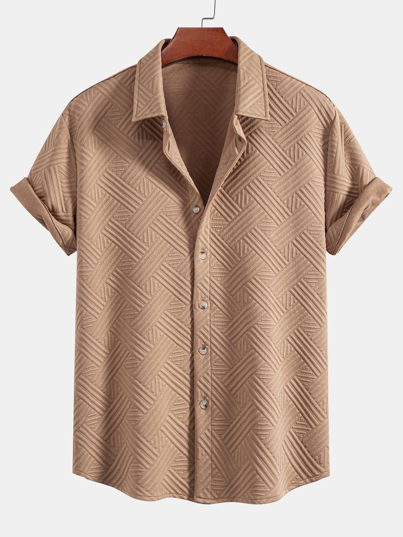 Texture Jacquard Shirt & Shorts Set