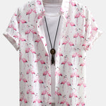 Flamingo Print Shirt & Swim Shorts Set