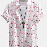 Flamingo Print Shirt & Swim Shorts Set