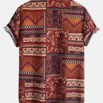 Floral Geometric Patchwork Print Cotton Shirt