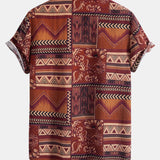 Floral Geometric Patchwork Print Cotton Shirt