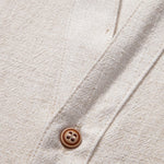 V Neck Linen Rayon Blend Shirt & Crinkle Textured Drawstring 5" Shorts Set